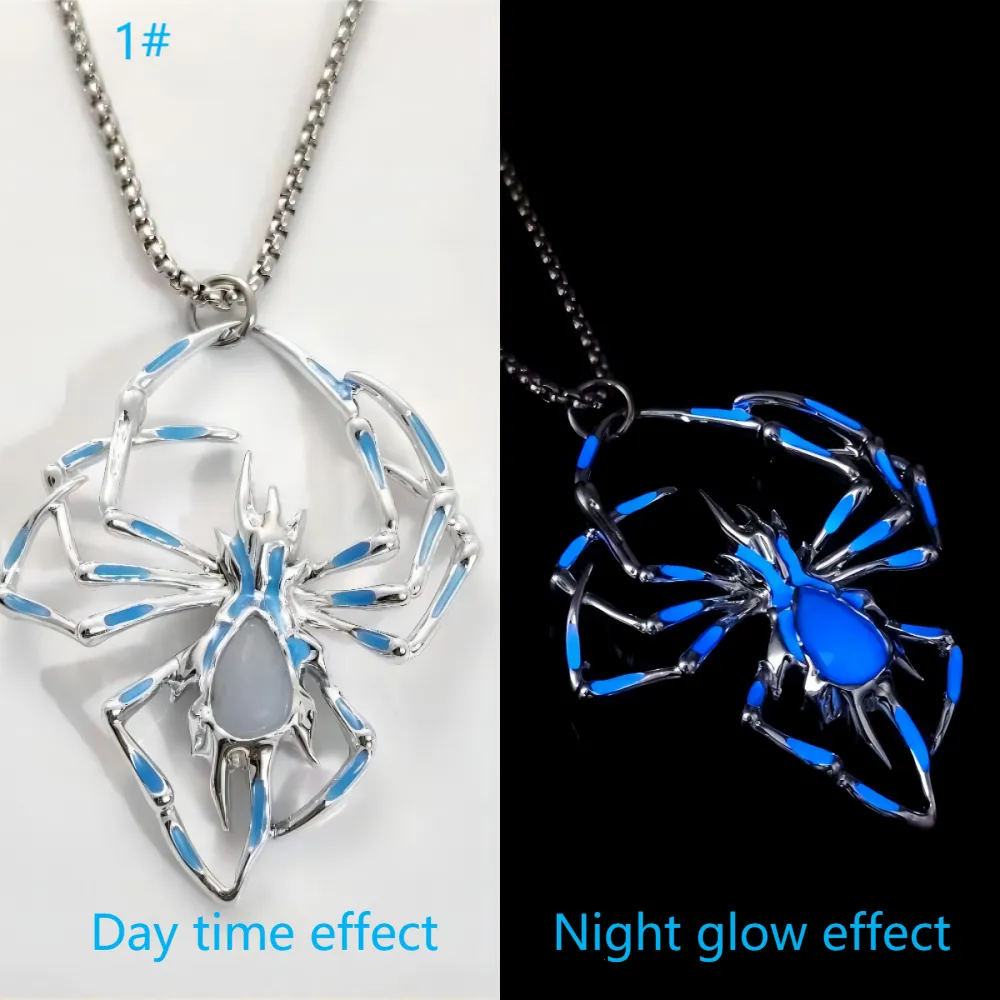 Halloween Creative Stereo Luminous Spider Necklace Jewerly Glowing Night Fluorescence Antique Vintage Glow In The Dark For Men Women Gift Party Halloween Day Club - Image 7