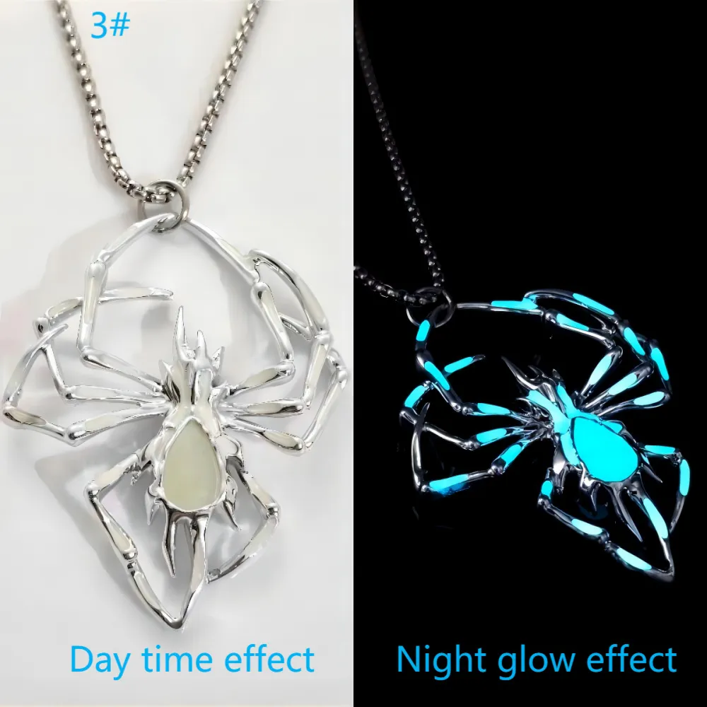 Halloween Creative Stereo Luminous Spider Necklace Jewerly Glowing Night Fluorescence Antique Vintage Glow In The Dark For Men Women Gift Party Halloween Day Club - Image 5